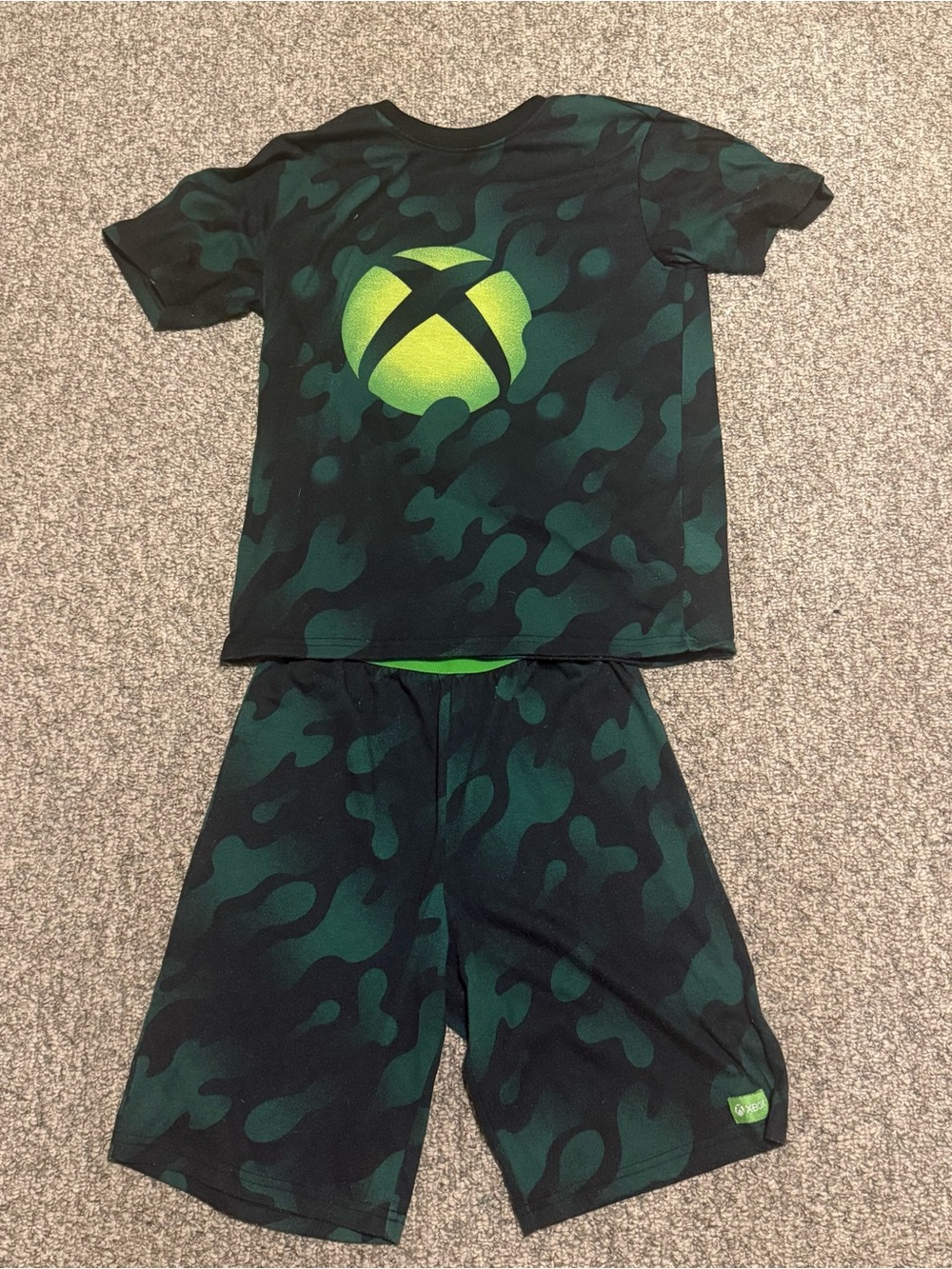 Xbox Kids Green Camo Pajama Set - Short Sleeve Top & Shorts
